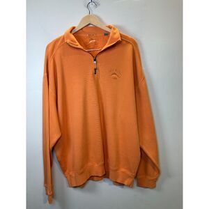 Tommy Bahama Shirt Men's Size XL Orange Quarter Zip Long Sleeve Casual Soft Knit